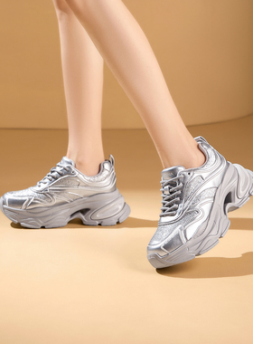 卡迪娜厚底老爹鞋女2025秋新款增高小个子休闲运动鞋KCL251702