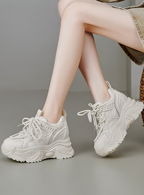 卡迪娜春夏季新款运动休闲鞋网面厚底复古系带老爹鞋KWC230105