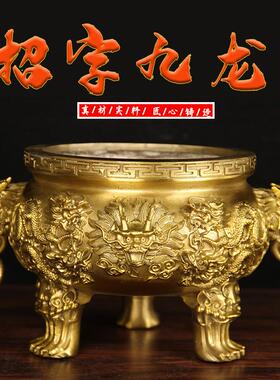 纯铜九龙香炉摆件大号