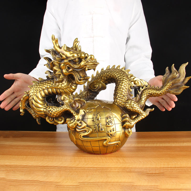 52号铜盛世祥龙摆件 铜龙摆件