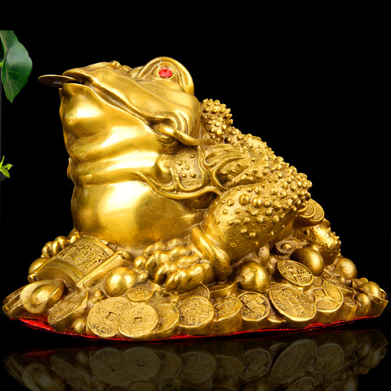 大号铜金蟾摆件三足金蟾蜍店铺开业礼品客厅酒柜办公桌装饰品