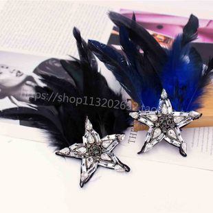 小众新中式手工走秀西装羽毛胸花胸针男女配饰镶钻肩部礼服装饰品