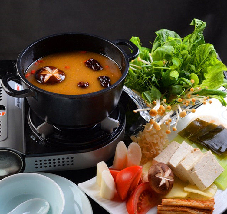 道家九福火锅山珍味红汤底料纯素食清汤红汤火锅四川味麻辣烫清油