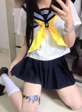 绀三本正统JK制服基础款藏青色海军学院风校供中间水手服春夏套装