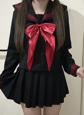 JK制服黑色三本正统水手服jk日系正版不良基础中间校服学院套装