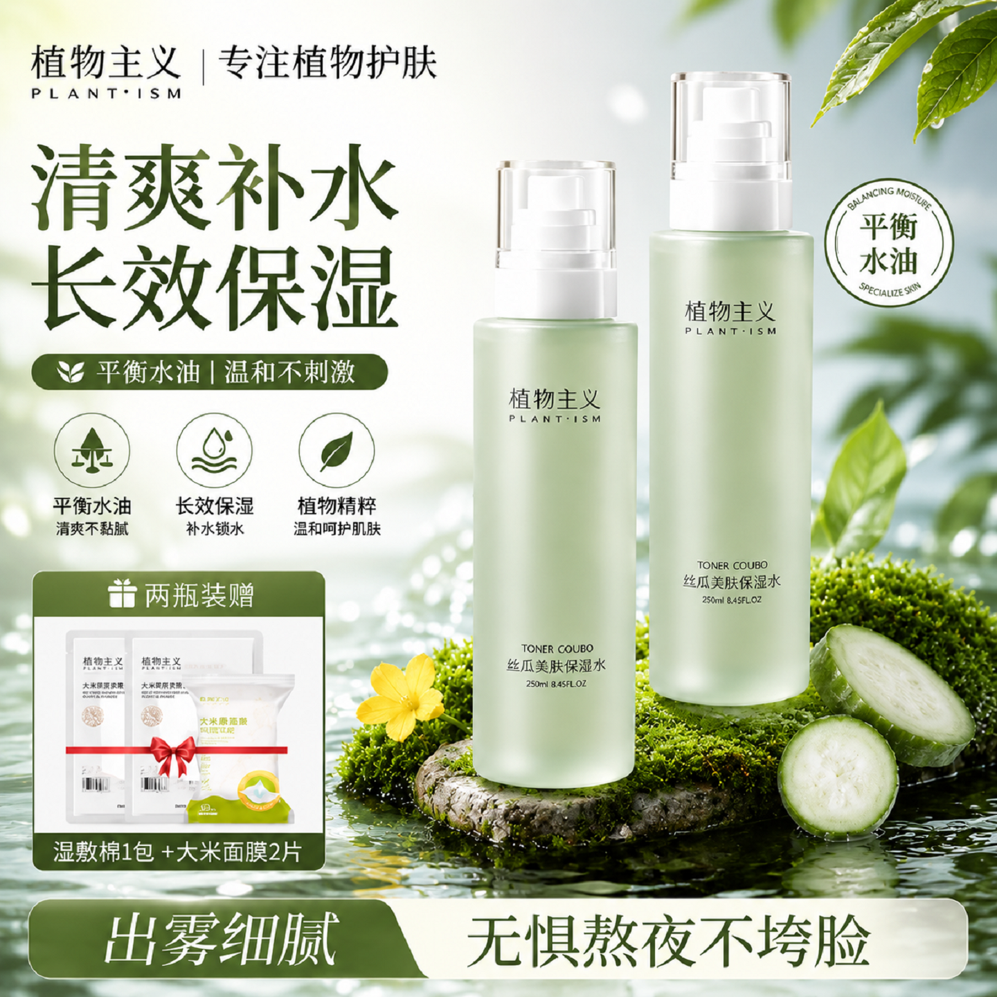 植物主义爽肤水补水喷雾可用保湿水适孕妇女护肤品旗舰店官方正品
