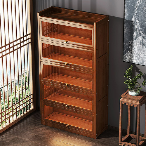 博古架实木新中式茶叶货架
