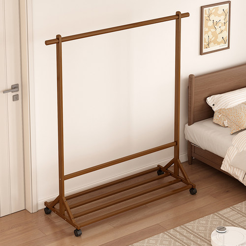 沁欣多功能楠竹中古可移动衣帽架