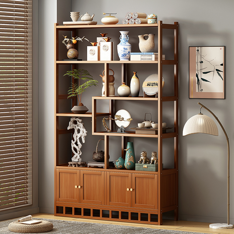 博古架实木中式茶叶展示柜