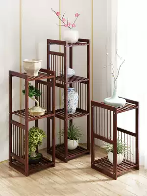 Qinxin new Chinese flower stand indoor living room solid wood gold GE decorative balcony multi-layer floor Shelf shelf