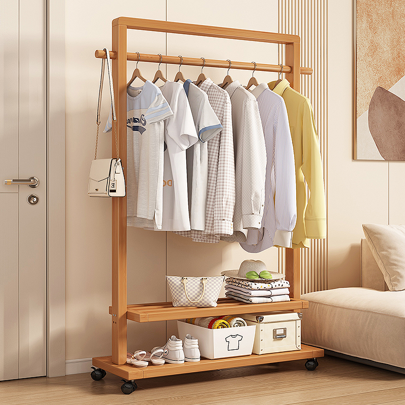 落地挂衣架衣帽架实木卧室置物架家用省空间简易网红小型衣服架子