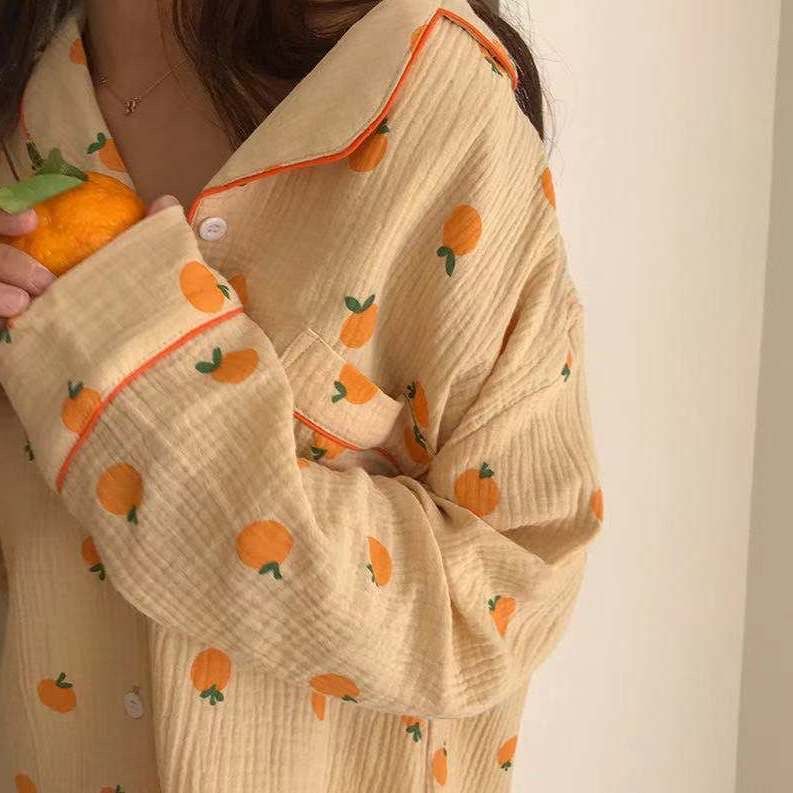 加大码200斤秋冬季长袖睡衣女款纯棉麻甜美休闲家居服套装可外穿