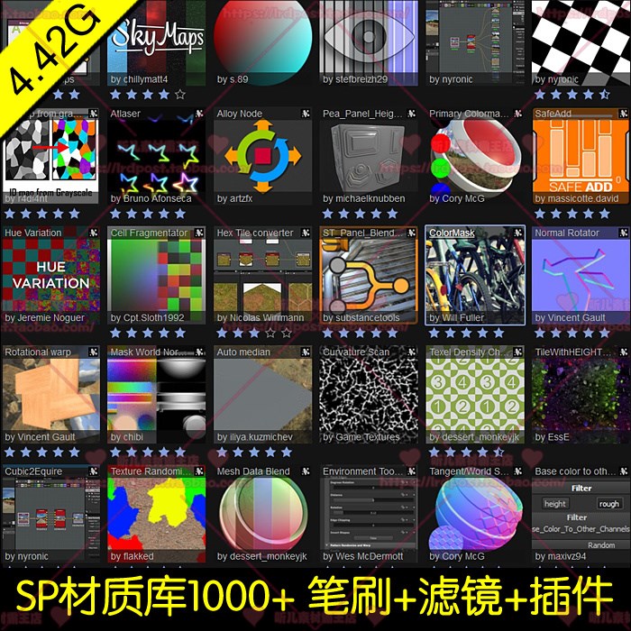 Substance Painter材质Smart Materials工具插件滤镜笔刷素材资源