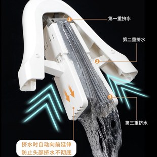 挤水胶棉拖把海绵拖把家用免手洗可伸缩一拖净 38CM大号对折式 包邮