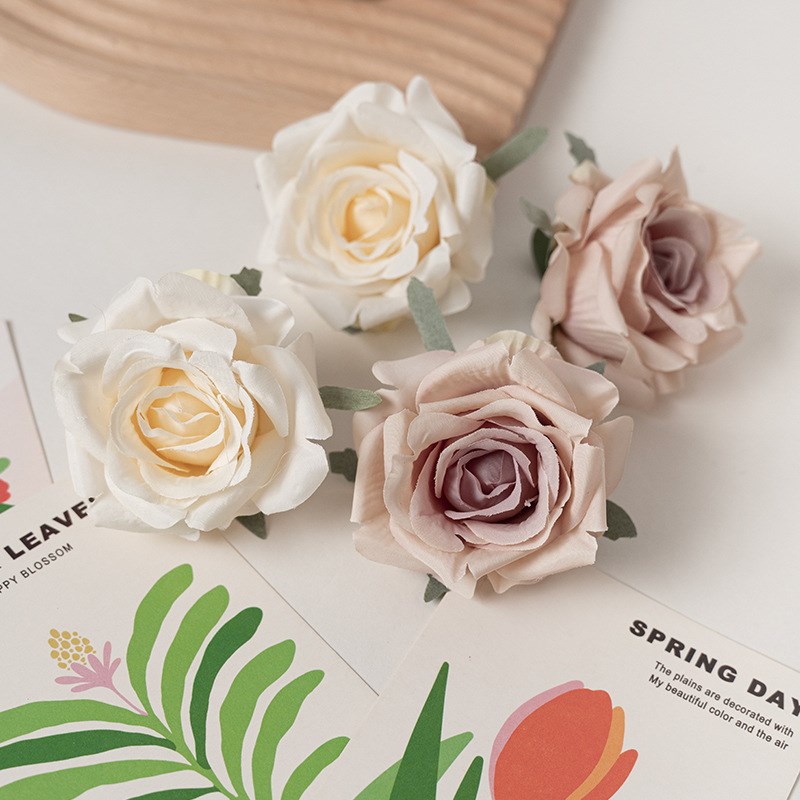 仿真花卷角玫瑰花头花朵假花路引拱门绢花植物墙仿真玫瑰花头