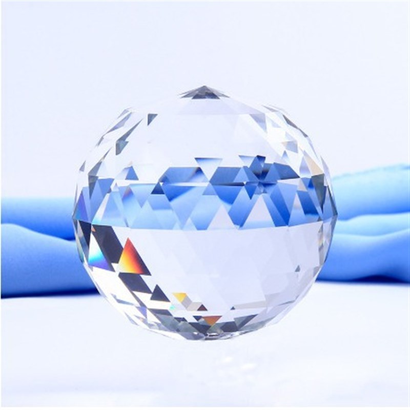 跨境装饰球透明水晶实心刻面球水晶气泡球玻璃光源灯饰挂件