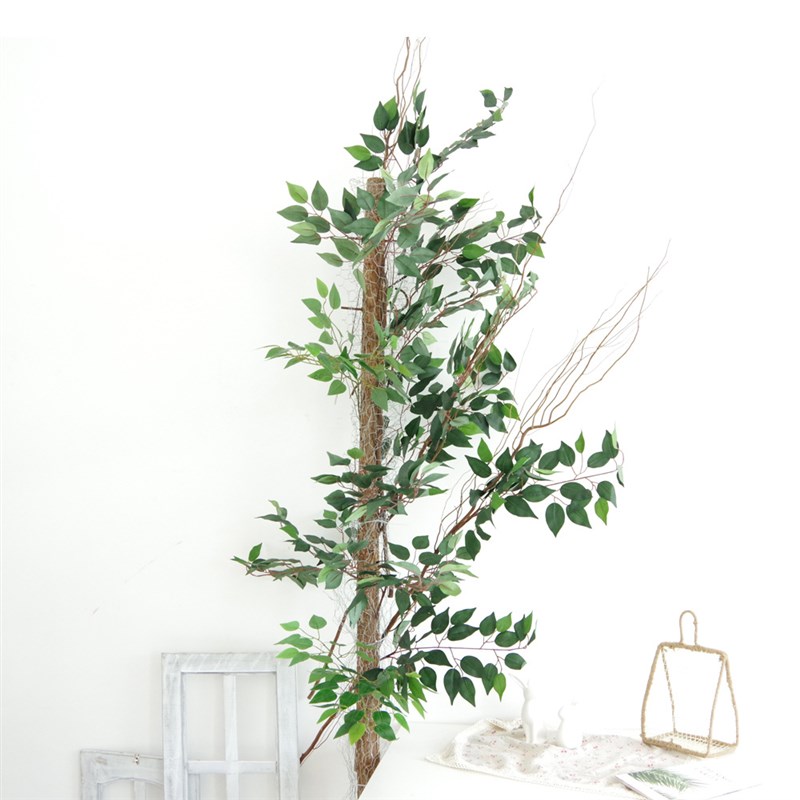 仿真榕树叶塑料树枝婚庆路引装饰绿色植物叶子过胶榕树枝假树叶