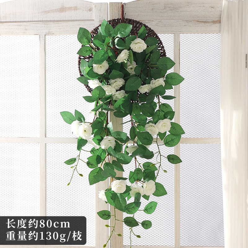 仿真茶玫仿真花壁挂 仿真玫瑰花藤墙面假花装饰塑料藤蔓植物遮挡