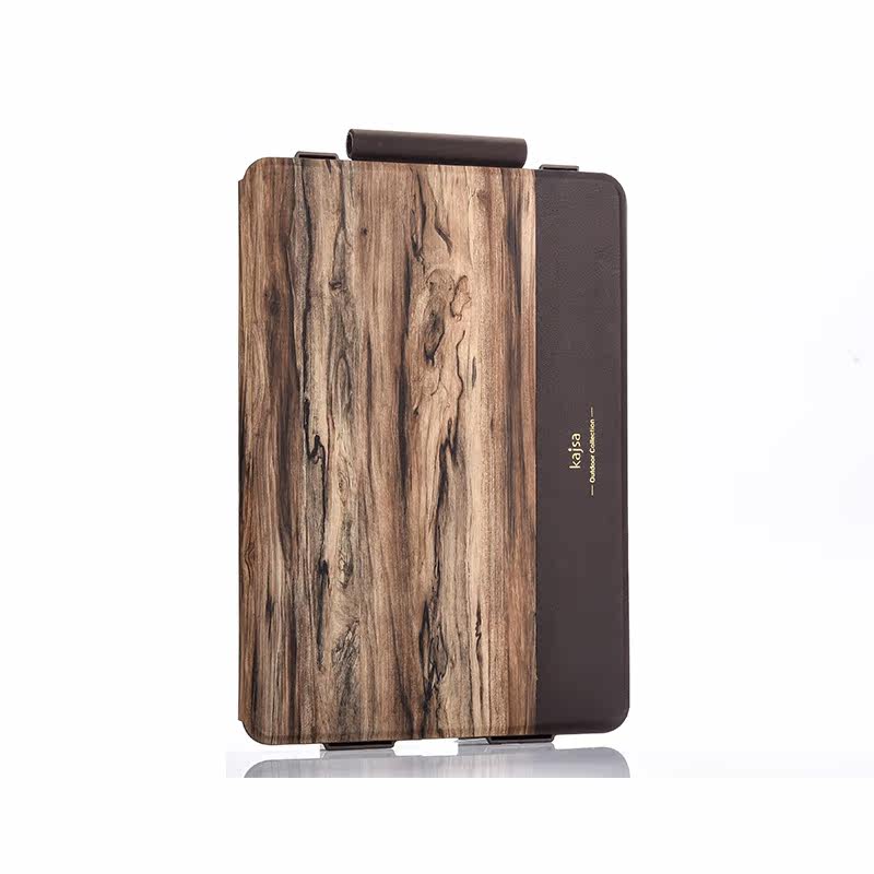 kajsa Outdoor Collection Rosewood Pattern Smart Awakening Folio Stand PU Leather Hard Case Cover for Apple iPad Pro 9.7-inch