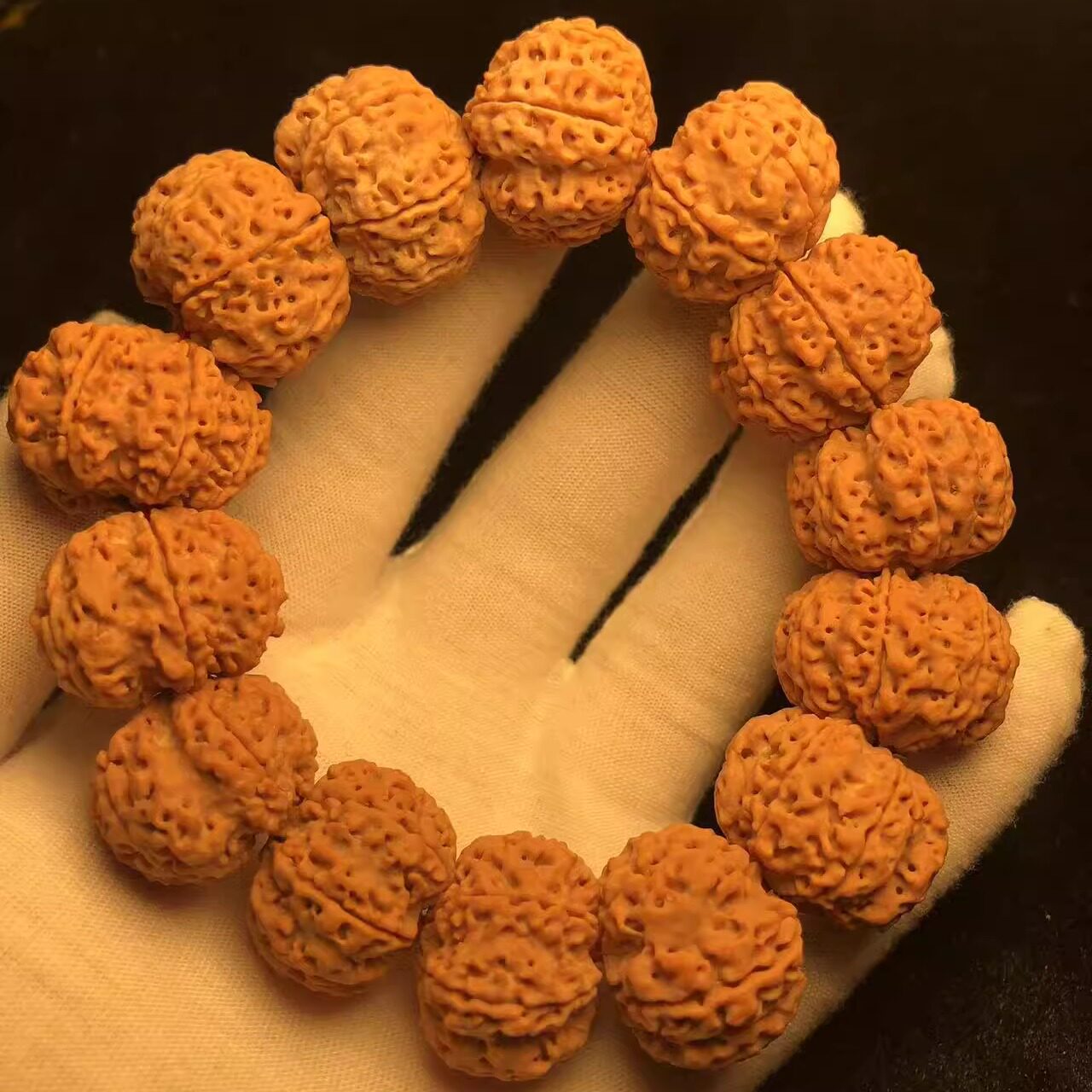 弥刻7瓣25mm原生态尼泊尔大金刚菩提手串文玩精品黄皮沉水高密男