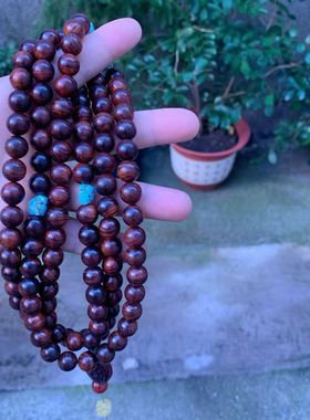 弥刻海南黄花梨木手串10mm108颗紫油梨佛珠手串手链男女情侣款