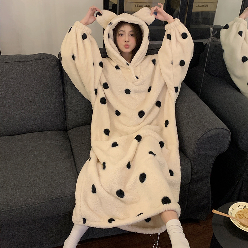 珊瑚绒冬季连体睡裙加厚法兰绒男