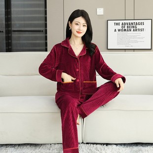 情侣睡衣女秋冬季 海岛绒睡衣女士加厚保暖可外穿家居服高级感套装