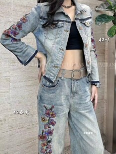 超然牛仔外套女2024春季新款欧货重工刺绣花个性时尚牛仔衣外套