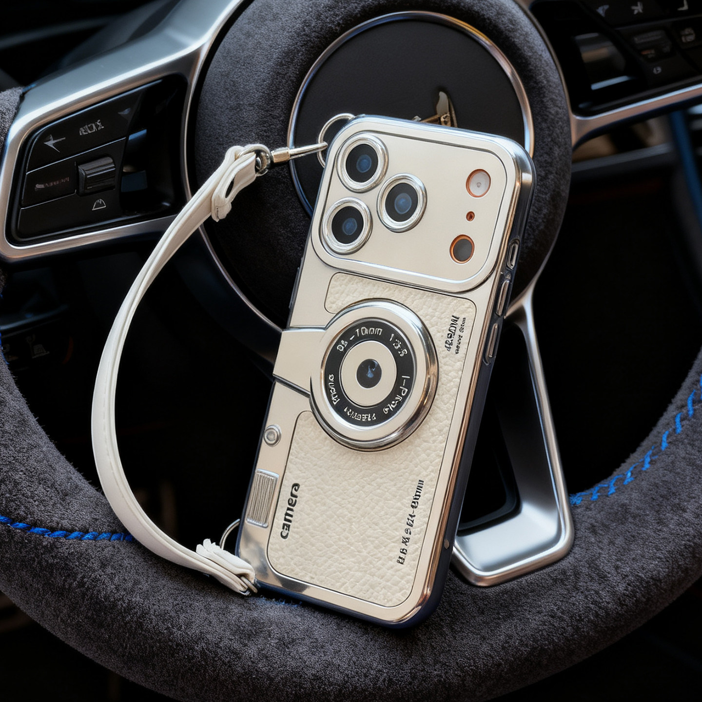 时尚相机iPhone17手机壳带挂绳苹果16promax轻奢风个性15plus全包防摔适用14创意网红air高级感13p保护套新款