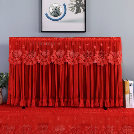 电视机防尘罩新款蕾丝大红色结婚台式挂式55寸65寸液晶电视布盖布