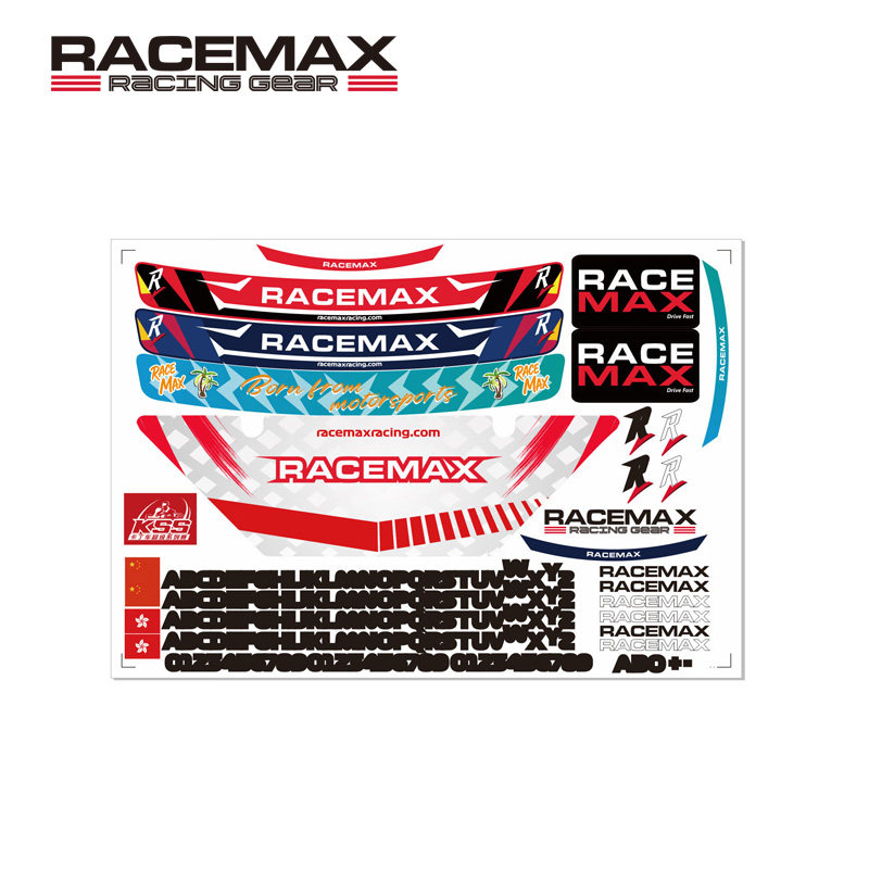 RACEMAX卡丁车头盔遮阳贴发动机水箱贴 姓名血型贴纸 KSS赛事贴纸