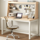 实木书桌书架一体洞洞板电脑桌家用卧室工作台式 电竞桌办公桌桌子