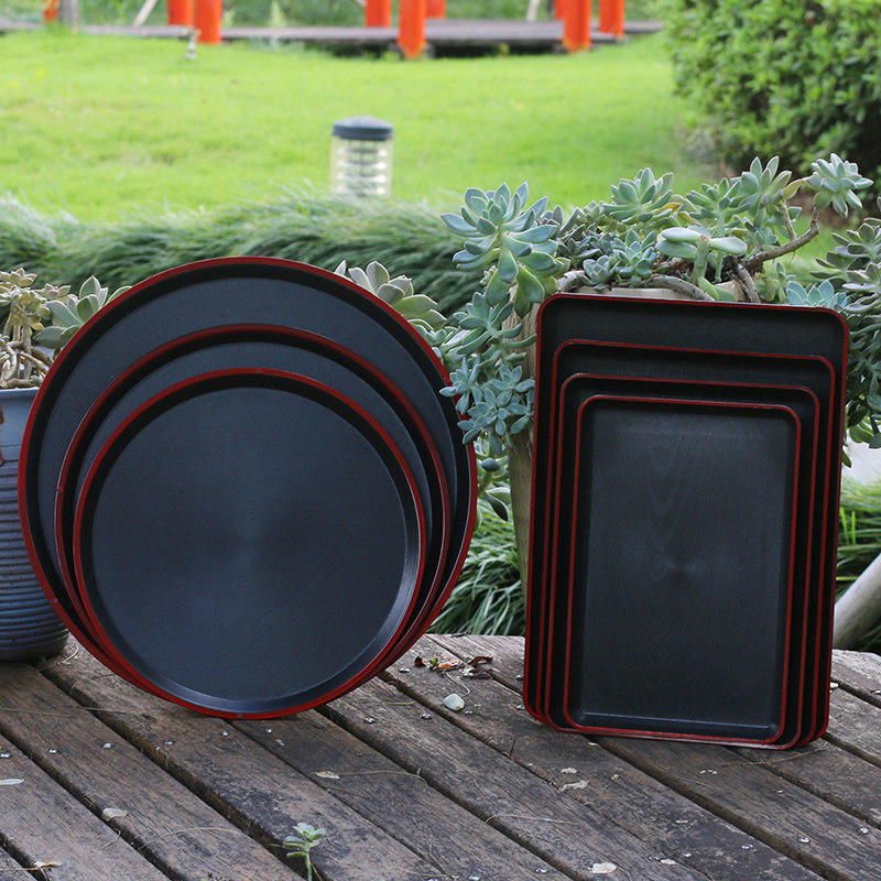 圆形大号特大号花盆托盘塑料加厚接水盘花托底盘28 32 38黑色红边