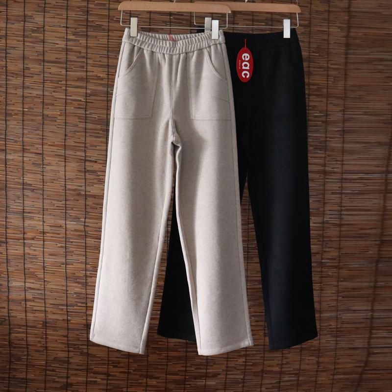 松紧腰休闲长裤柔软直筒裤