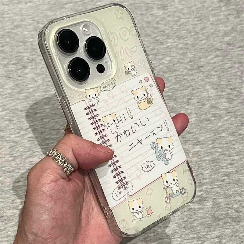适用苹果系列iPhone17新款手机壳16promax14pro时尚笔记本棉花糖喵15promax13pro半包大孔防摔可爱女款保护套