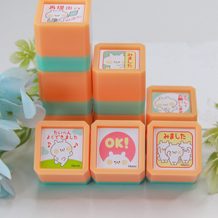 日本KODOMO NO KAO 童颜浸透印章兔子菇手账印章红色教师鼓励图章
