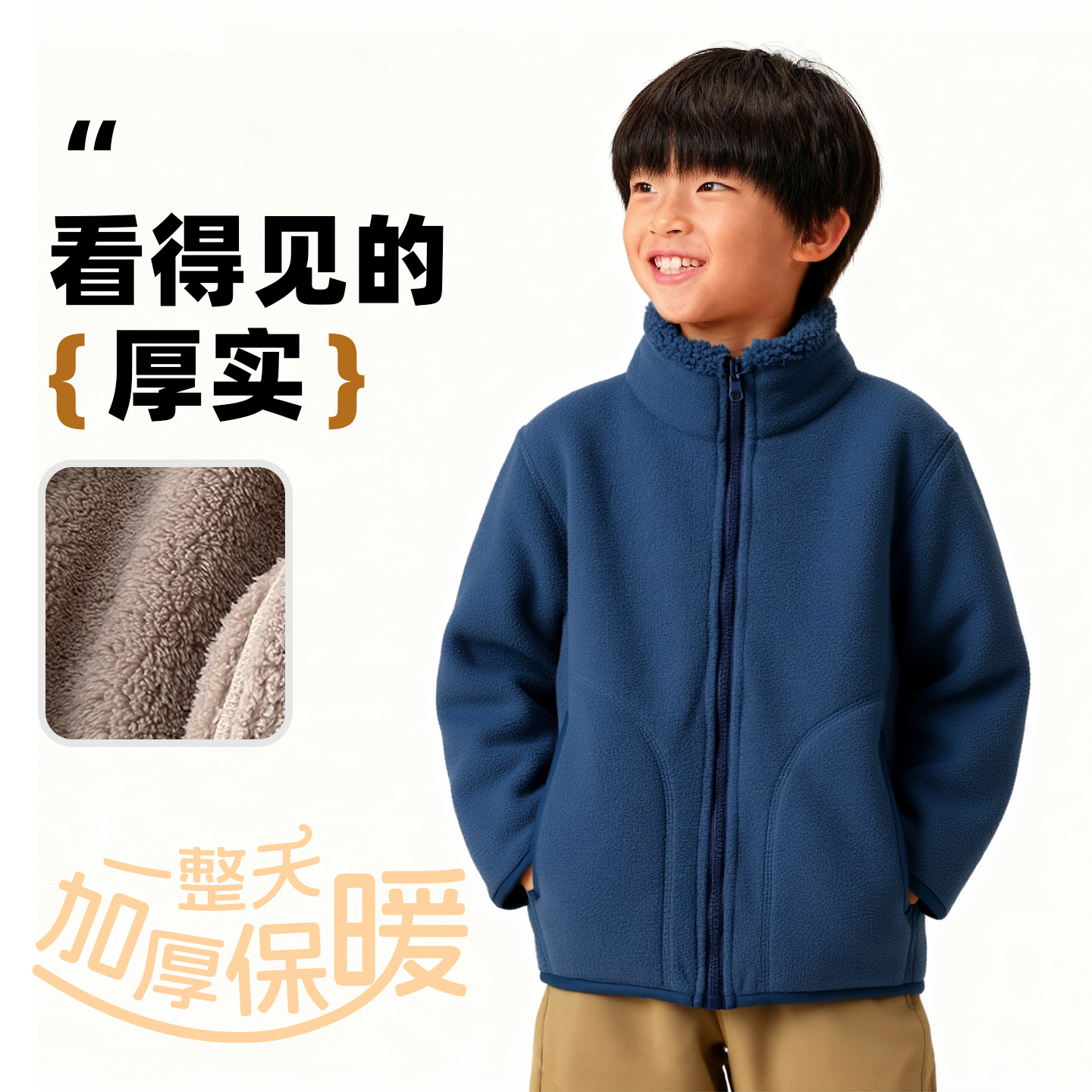 男童摇粒绒外套女童羊羔绒外套儿童校服神器加厚立领防风抓绒衫