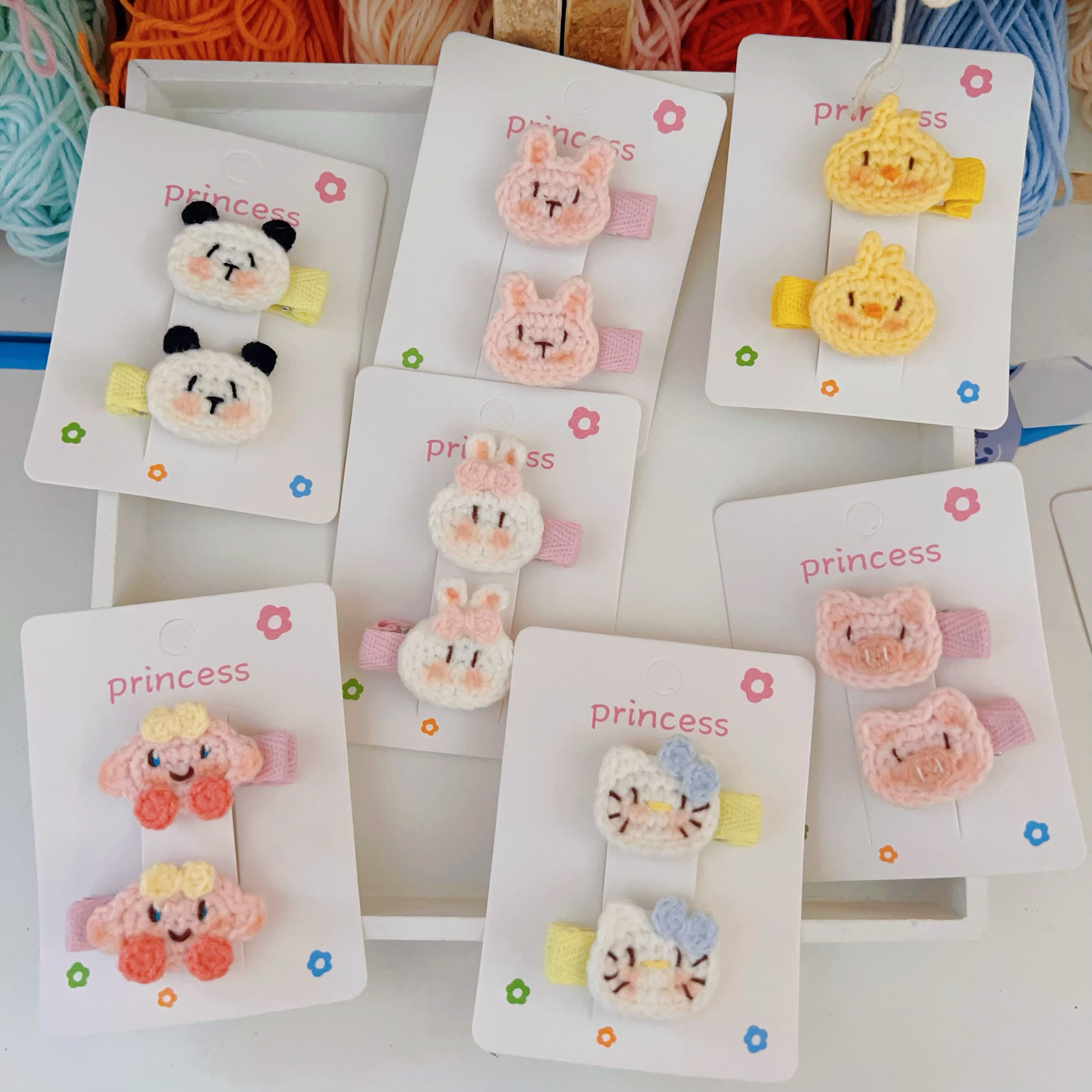 手工毛线钩织可爱小动物迷你发卡全包布不伤发儿童鸭嘴夹成品头饰