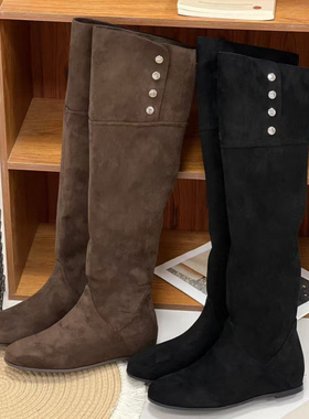 Meeigeec.Q厚底长靴女2025秋冬新款百搭西部牛仔靴时尚骑士靴