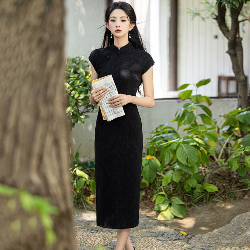 黑色国风新中式苏州旗袍改良年轻款2026新款女高级感小个子晚礼服图片