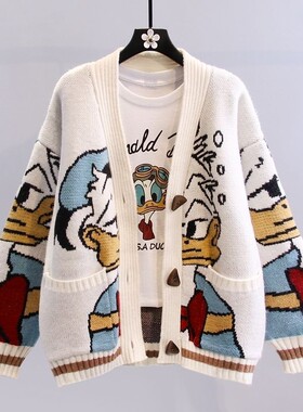 Women loose and thick knitted cardigan sweater jacket针织衫