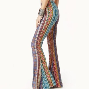 包臀印花喇叭裤Summer Printed package buttocks sexy flares