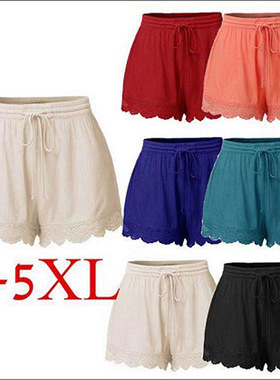 Women Shorts Fitted Scallop Hem Crochet Mini Hot Pants 短裤