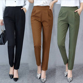 elastic pants Women new woman waist trousers high 休闲女裤