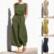 5XL 宽松棉麻连体裤 women casual clothes jumpsuit ladies 女