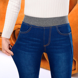 ladies winter warm jeans girls velvet trousers women pants