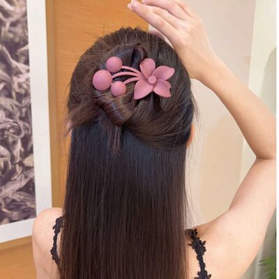 新款花朵果实发夹女韩版高级感马尾鸭嘴夹时尚气质磨砂发夹发饰