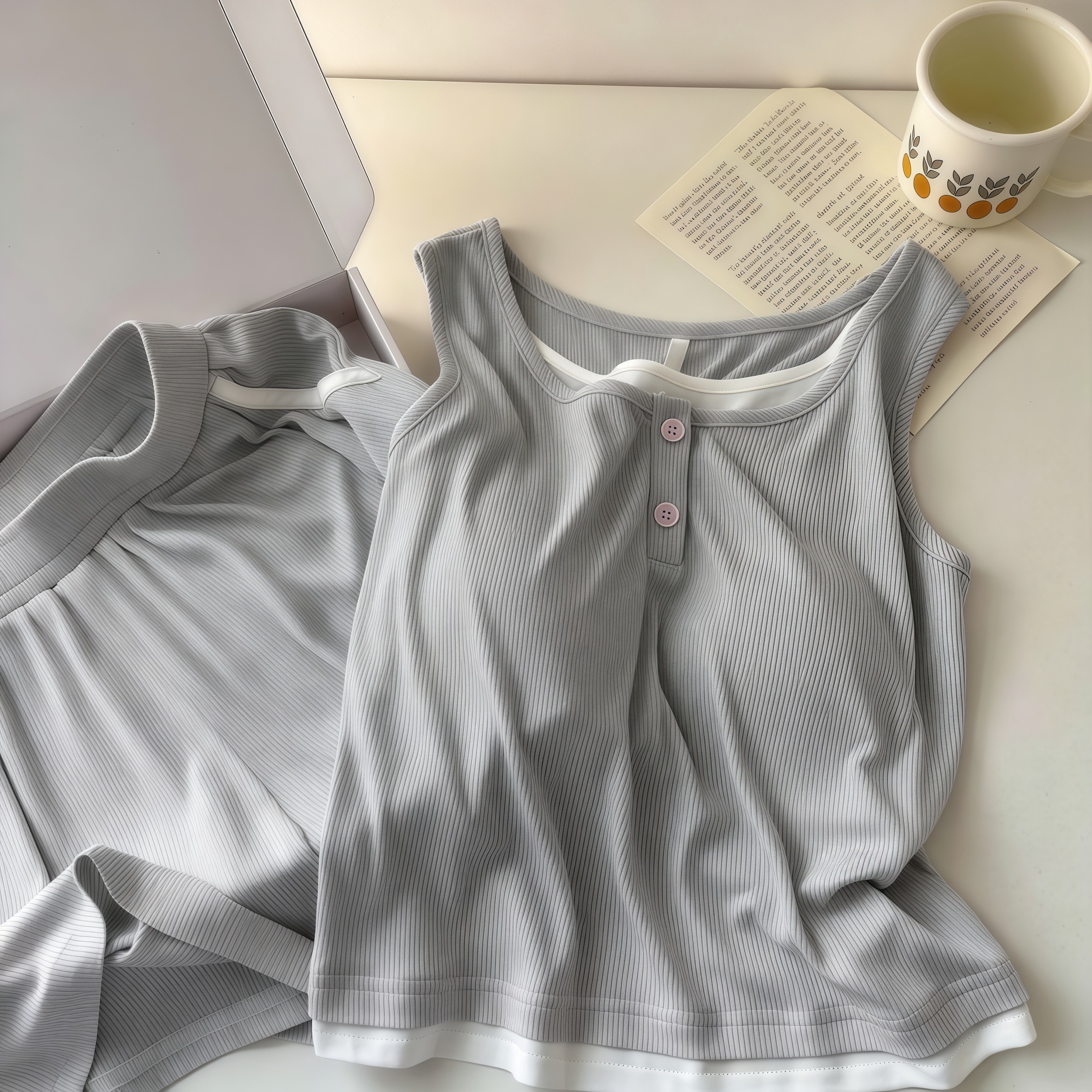 少女无袖背心睡衣女夏日简约甜美带胸垫家居服休闲短裤套装可外穿