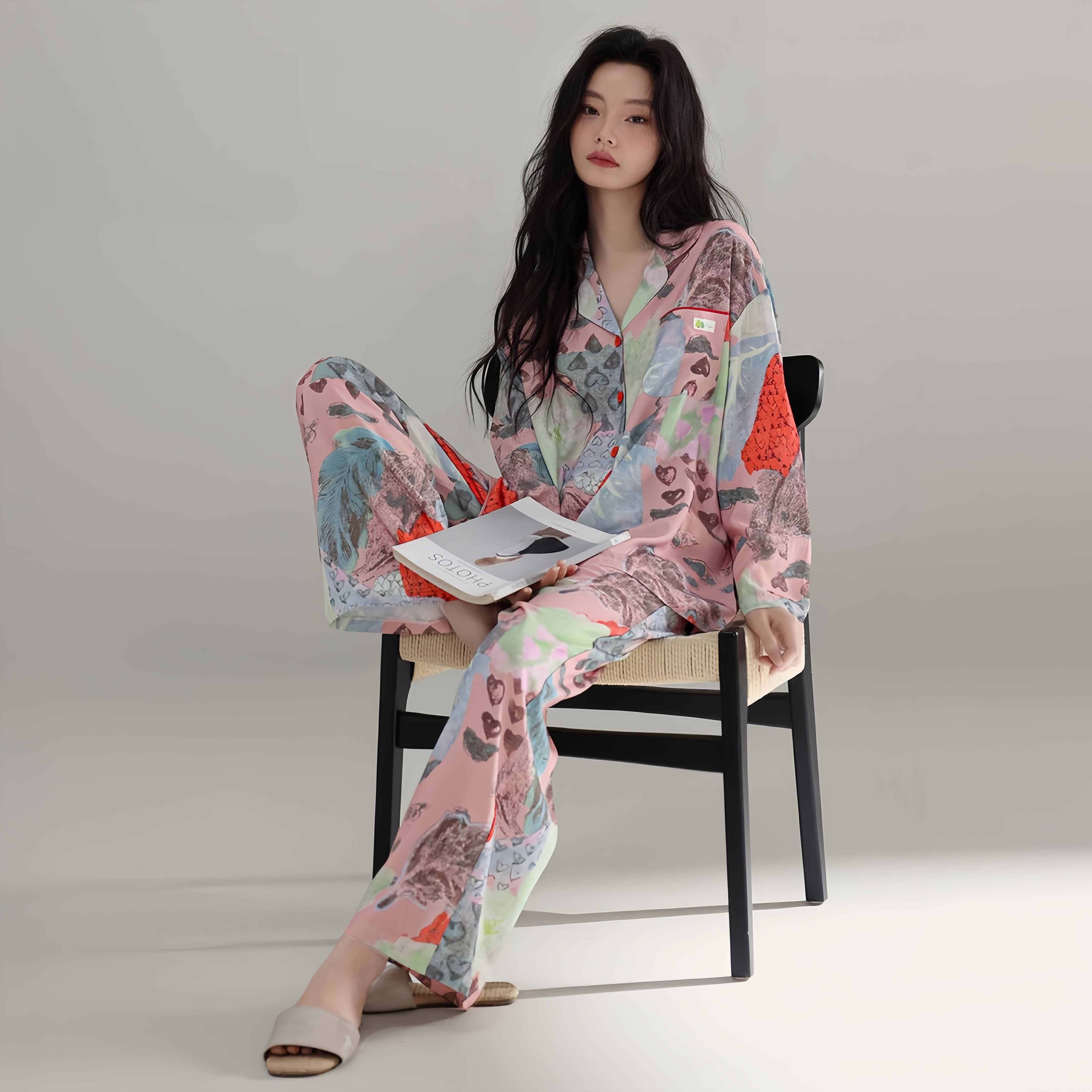 云朵棉亲肤睡衣女款夏季薄款长袖长裤家居服宽松大码两件套装新款