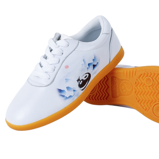 劲武太极鞋女款水墨真皮牛筋底太极拳练功鞋男武术训练功夫春秋季